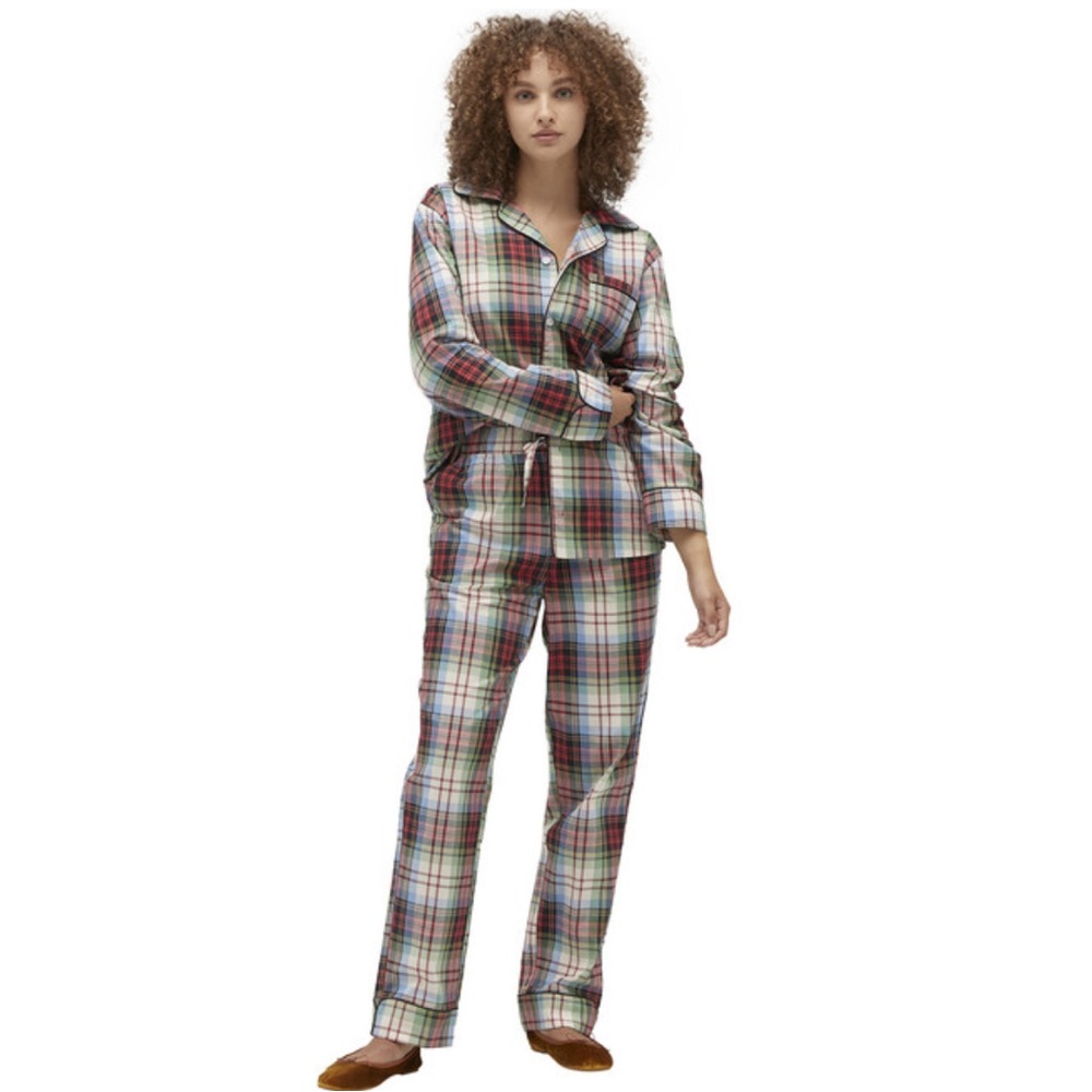Hill House women’s Quentin pajama set white tartan size small - Picture 2 of 6